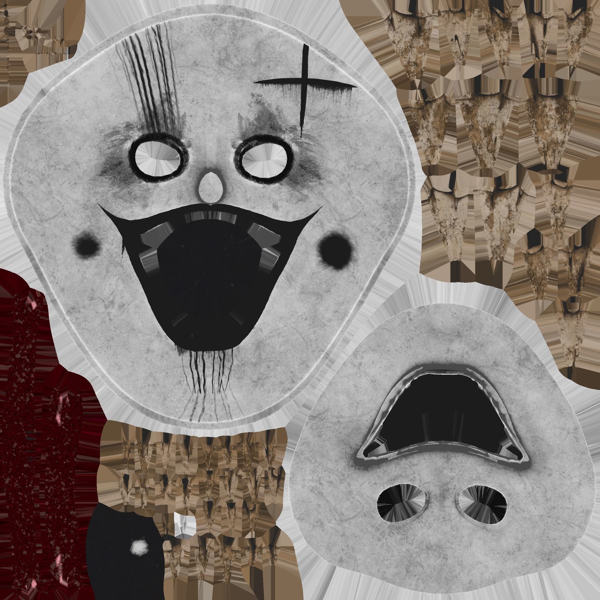 Clown Terror Mask 06 Black - Character Design Fashion Low-poly 3D model_16