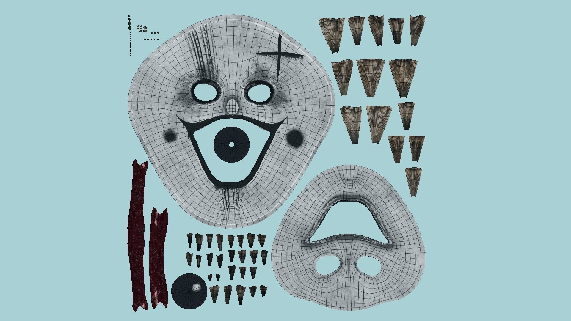 Clown Terror Mask 06 Black - Character Design Fashion Low-poly 3D model_5