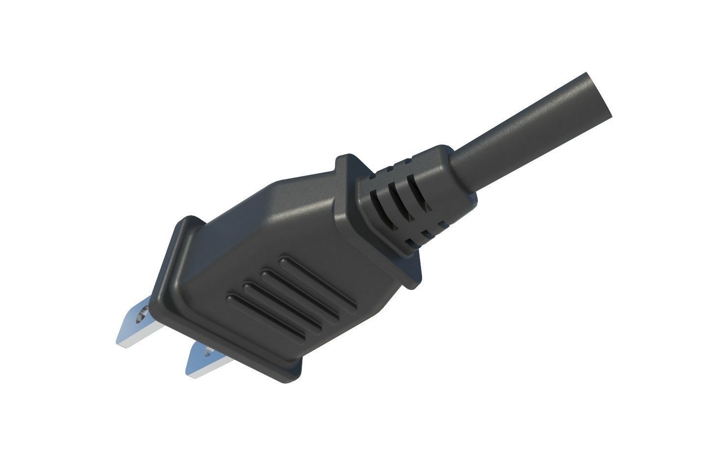 Electrical Plug Type A Black Low-poly 3D model_9