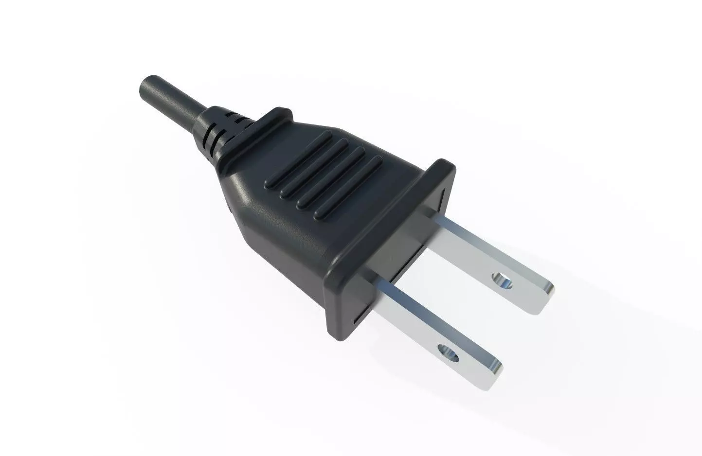 Electrical Plug Type A Black Low-poly 3D model_0