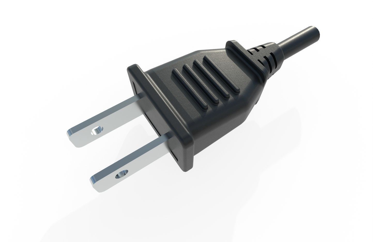 Electrical Plug Type A Black Low-poly 3D model_4