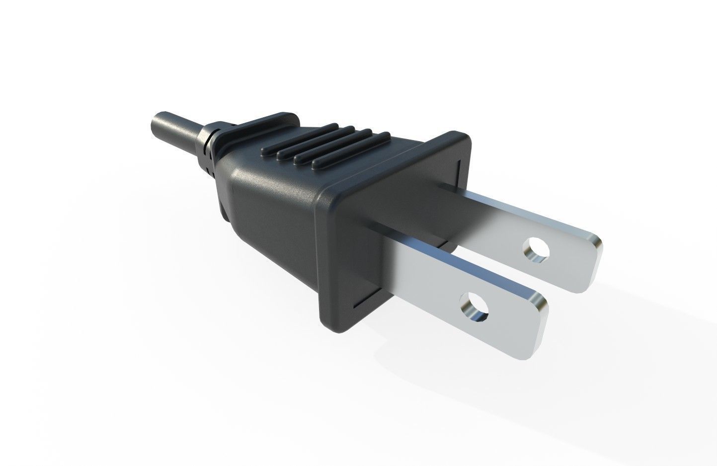 Electrical Plug Type A Black Low-poly 3D model_1