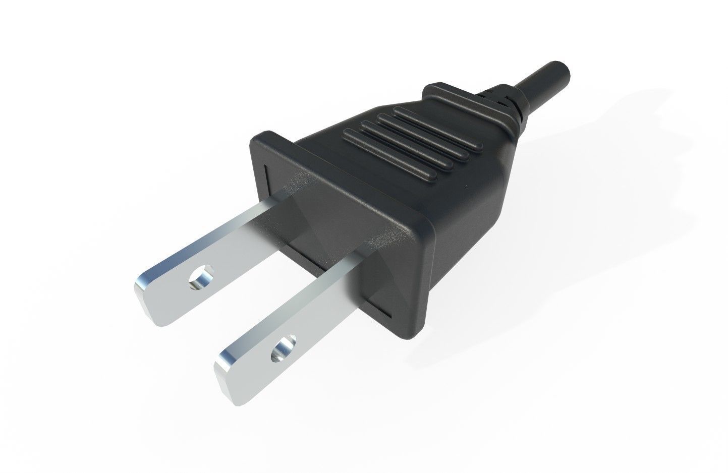 Electrical Plug Type A Black Low-poly 3D model_3