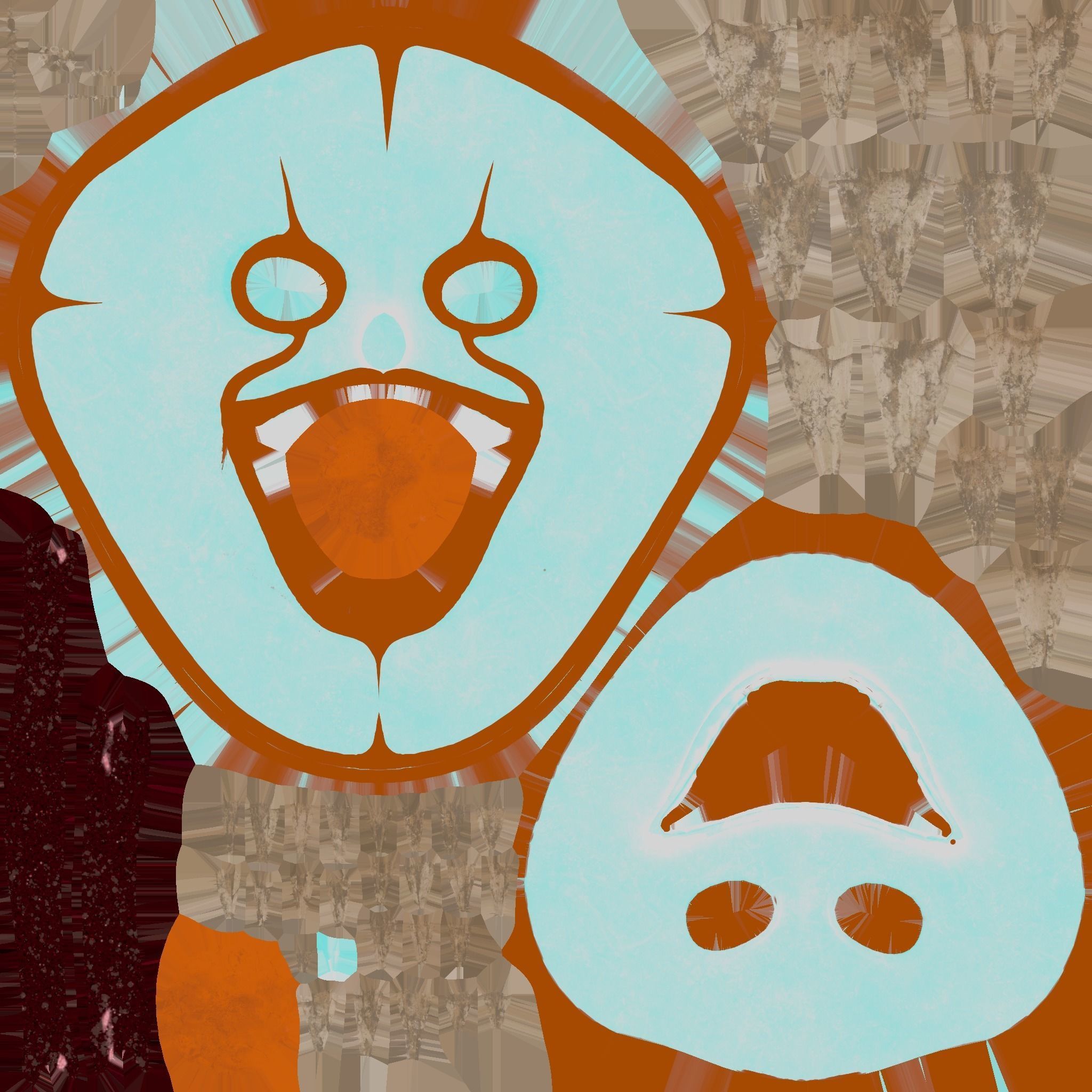 Clown Terror Mask 08 Orange - Character Design Fashion Low-poly 3D model_16