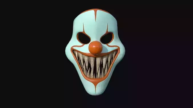 Clown Terror Mask 08 Orange - Character Design Fashion Low-poly 3D model