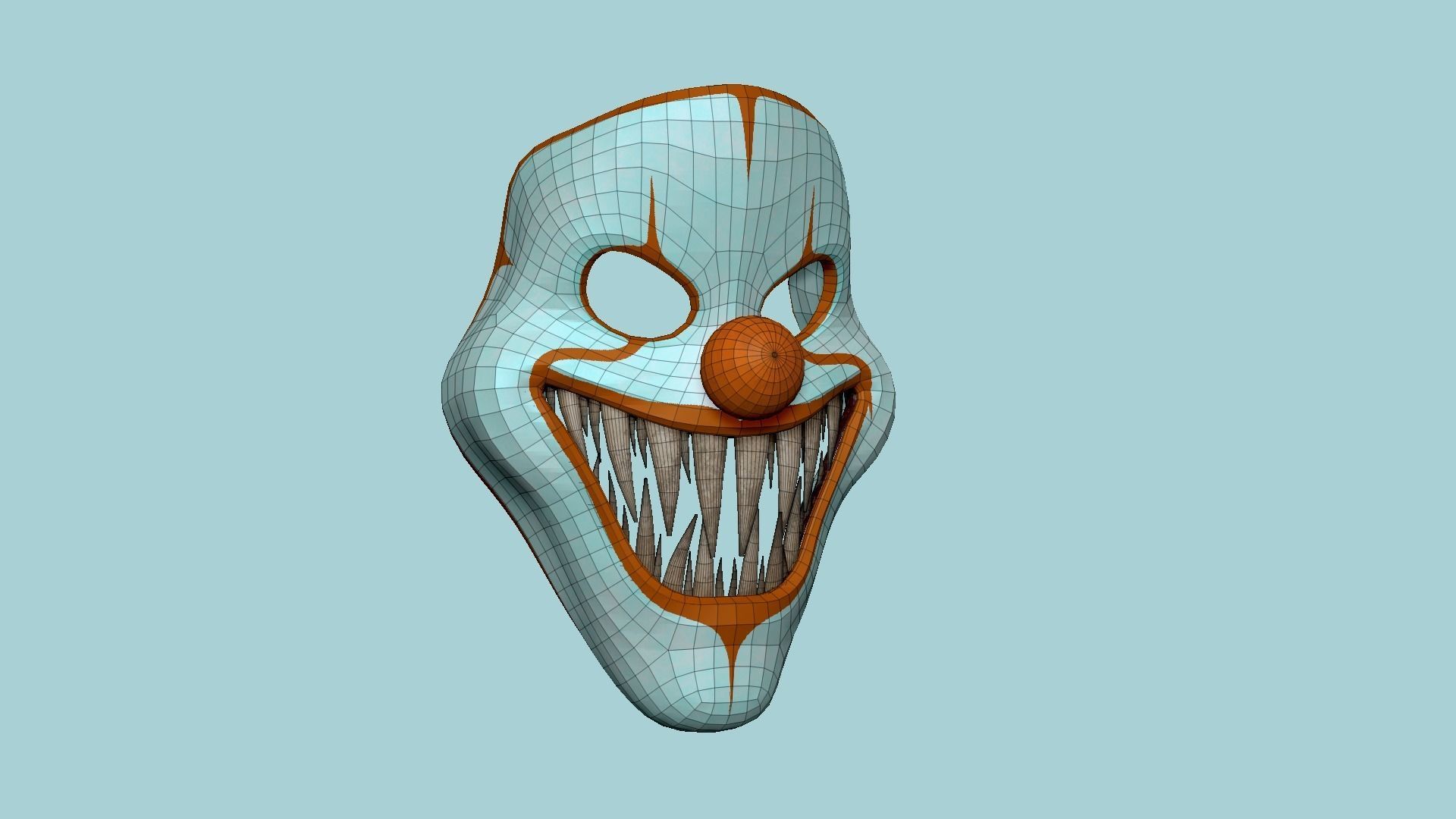 Clown Terror Mask 08 Orange - Character Design Fashion Low-poly 3D model_6