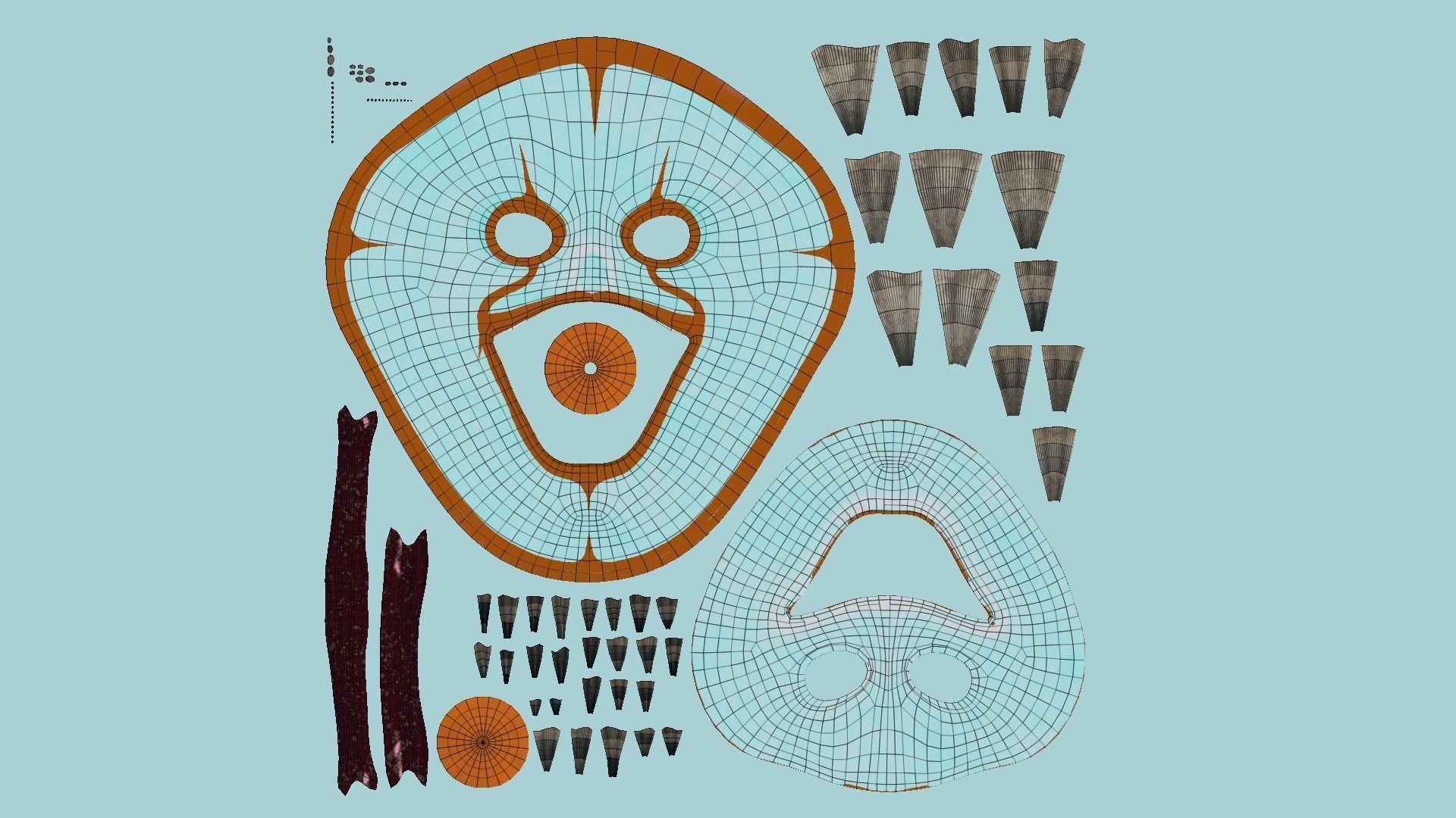 Clown Terror Mask 08 Orange - Character Design Fashion Low-poly 3D model_5