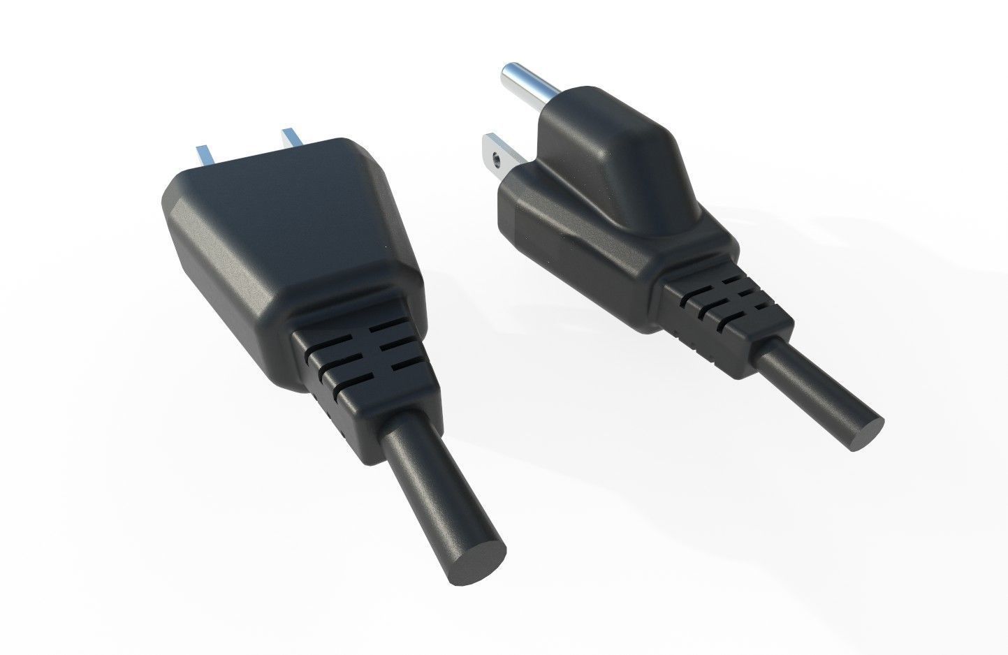 Electrical Plug Type B Black Low-poly 3D model_6