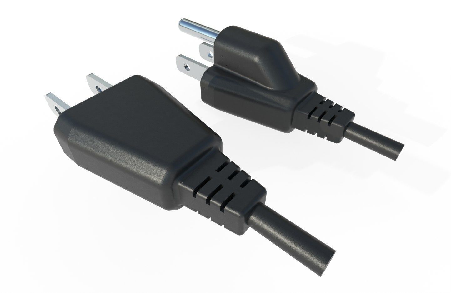 Electrical Plug Type B Black Low-poly 3D model_5