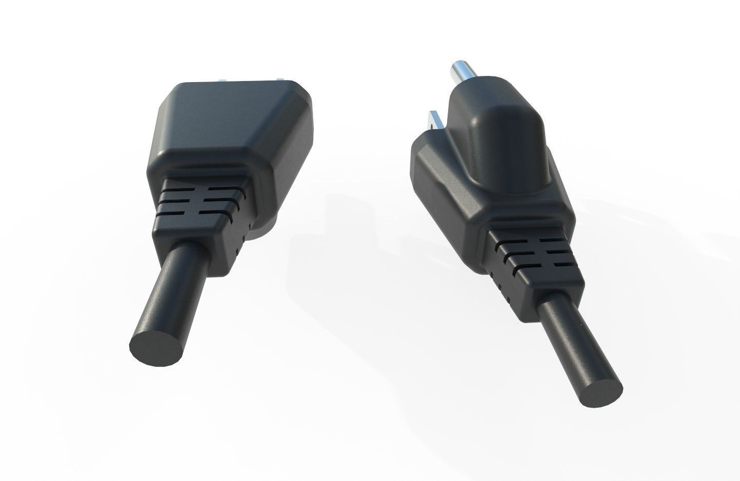 Electrical Plug Type B Black Low-poly 3D model_7