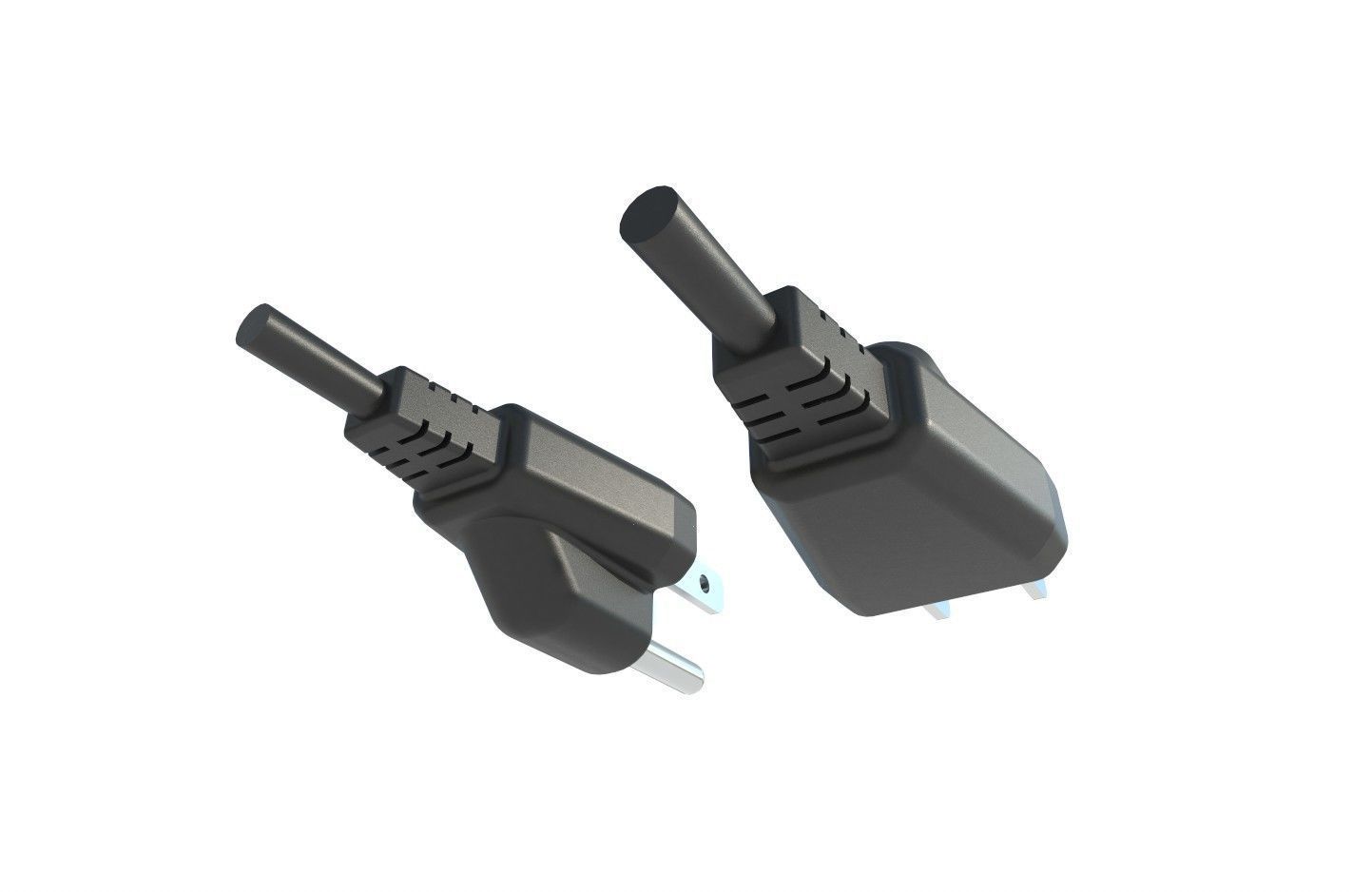 Electrical Plug Type B Black Low-poly 3D model_9