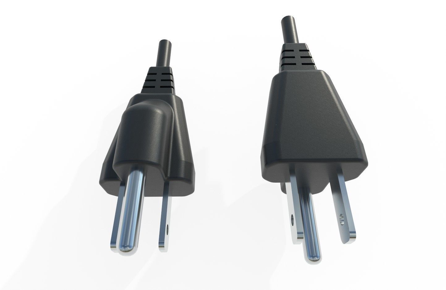 Electrical Plug Type B Black Low-poly 3D model_2