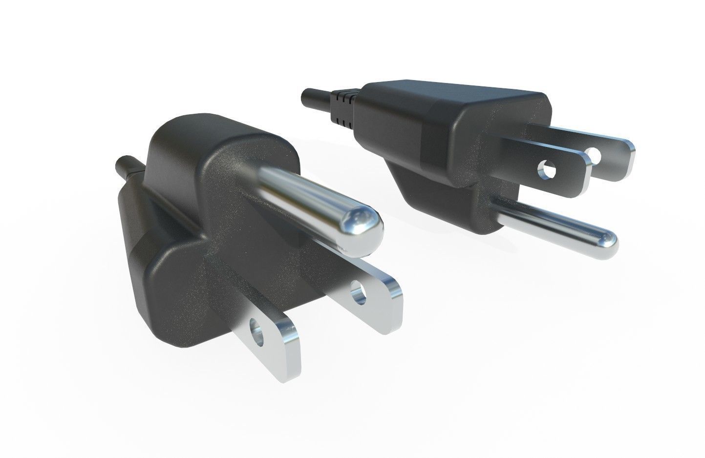 Electrical Plug Type B Black Low-poly 3D model_1