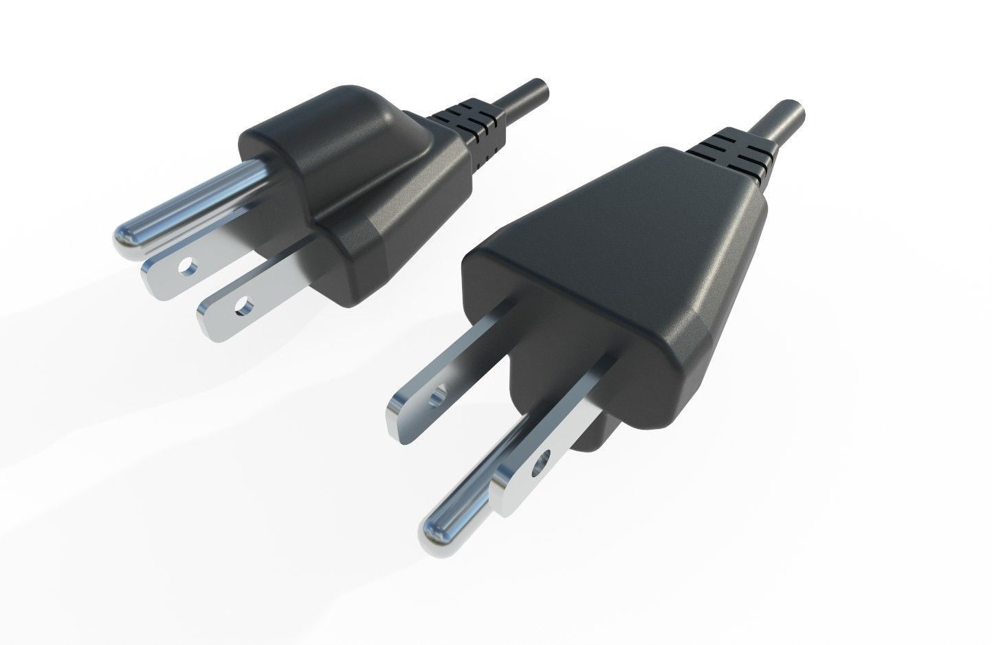 Electrical Plug Type B Black Low-poly 3D model_3