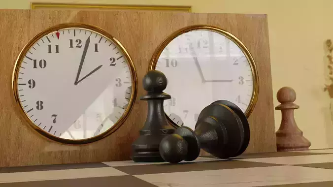 Chess Clock and Wood Pawns