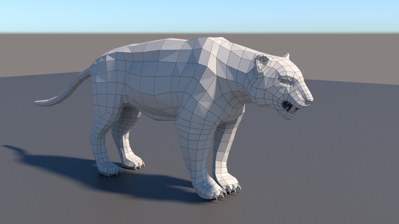 Lowpoly tiger animal animation  3D model_3