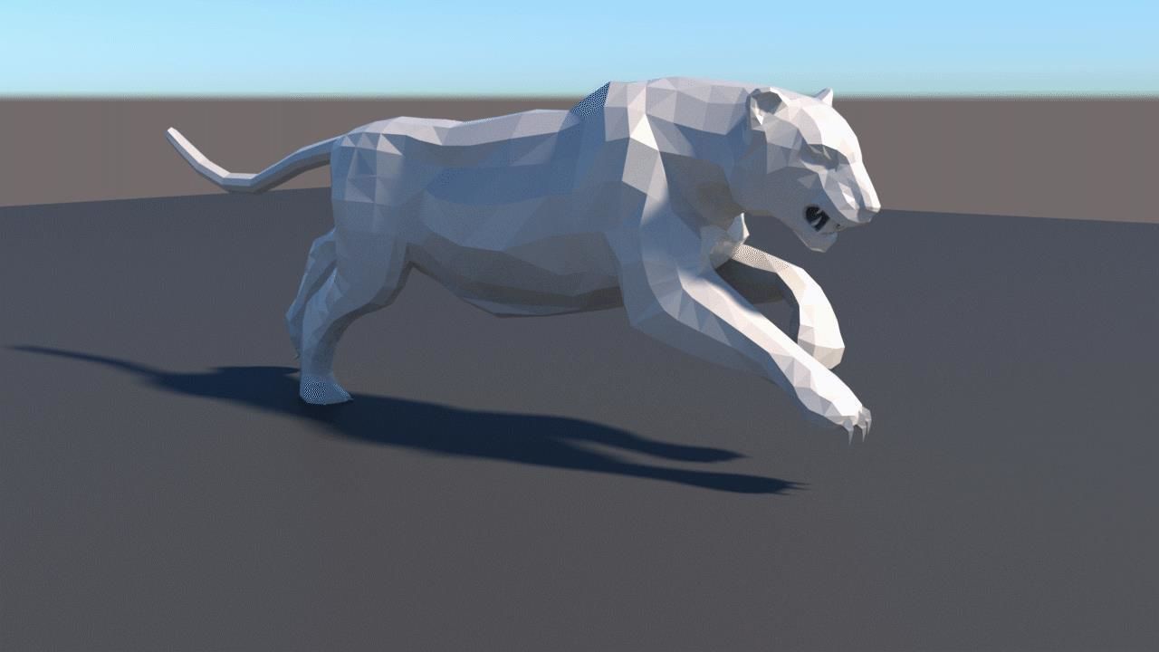 Lowpoly tiger animal animation  3D model_2