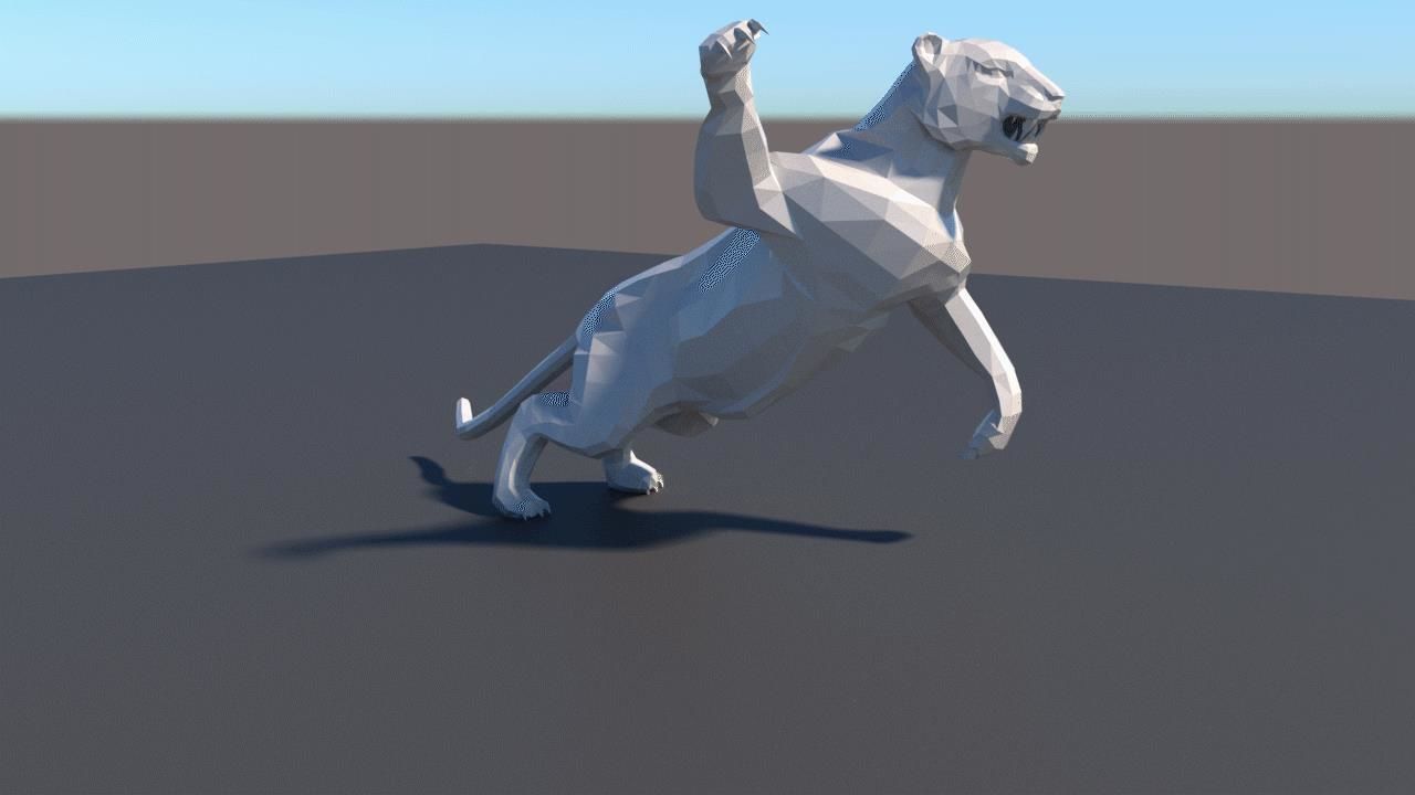Lowpoly tiger animal animation  3D model_4