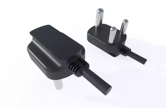 Electrical Plug Type D Black Low-poly 3D model