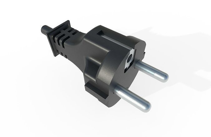 Electrical Plug Type E-F Black Low-poly 3D model