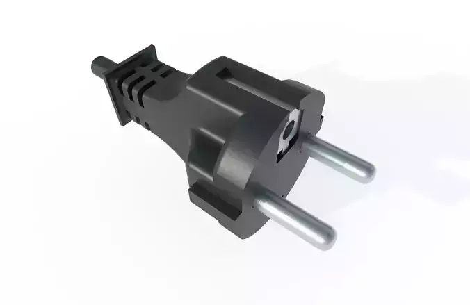 Electrical Plug Type E-F Black Low-poly 3D model