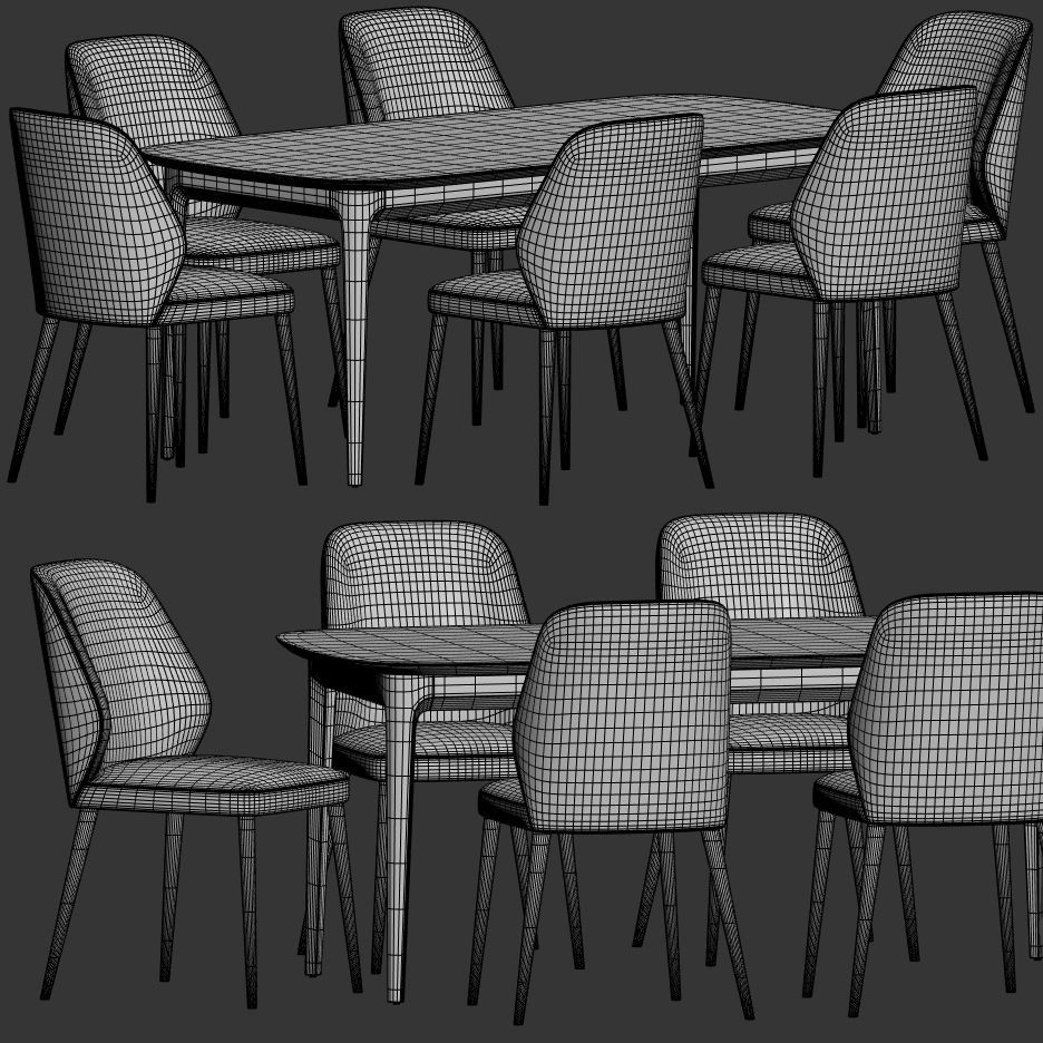 Emma Chair Play Table Dining Set 3D model_3