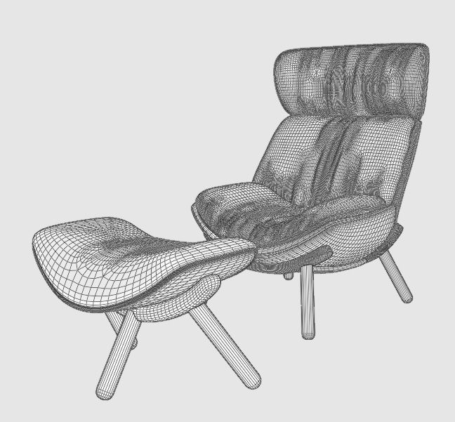 UFO lounge Chair stool 3D model_14