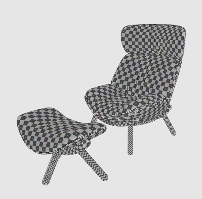 UFO lounge Chair stool 3D model_9