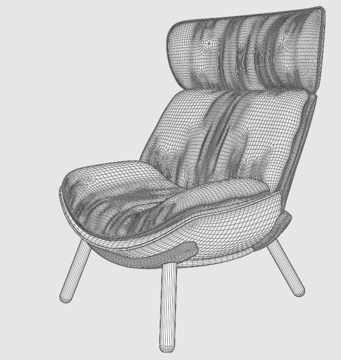 UFO lounge Chair stool 3D model_17