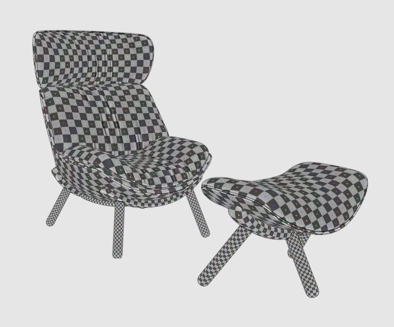 UFO lounge Chair stool 3D model_10