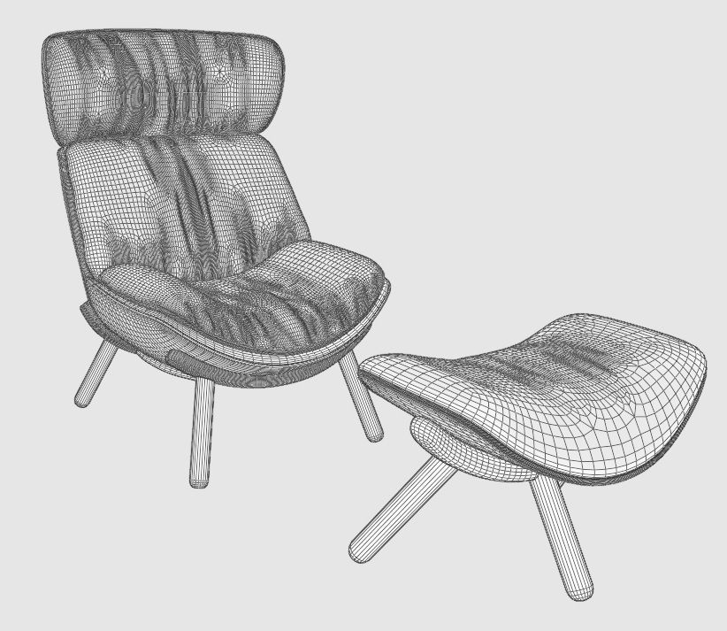 UFO lounge Chair stool 3D model_15