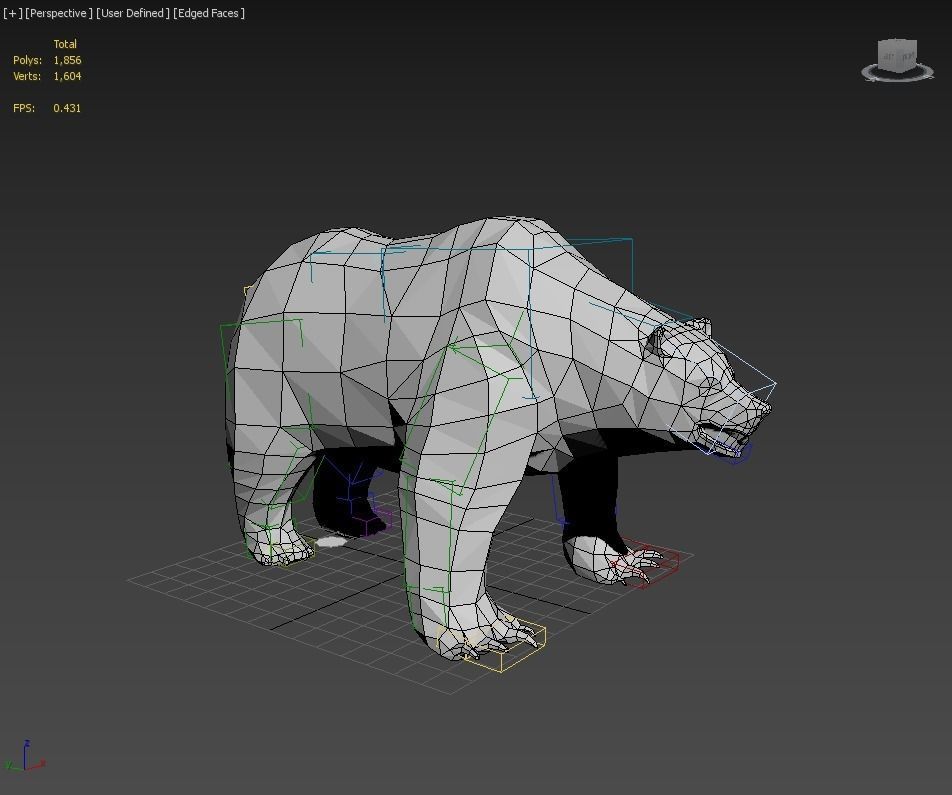 Lowpoly Bear polar in low polygons 3D model_4