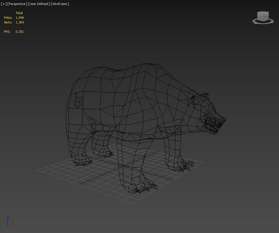 Lowpoly Bear polar in low polygons 3D model_6