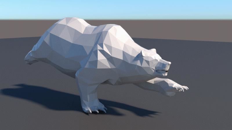 Lowpoly Bear polar in low polygons 3D model_2