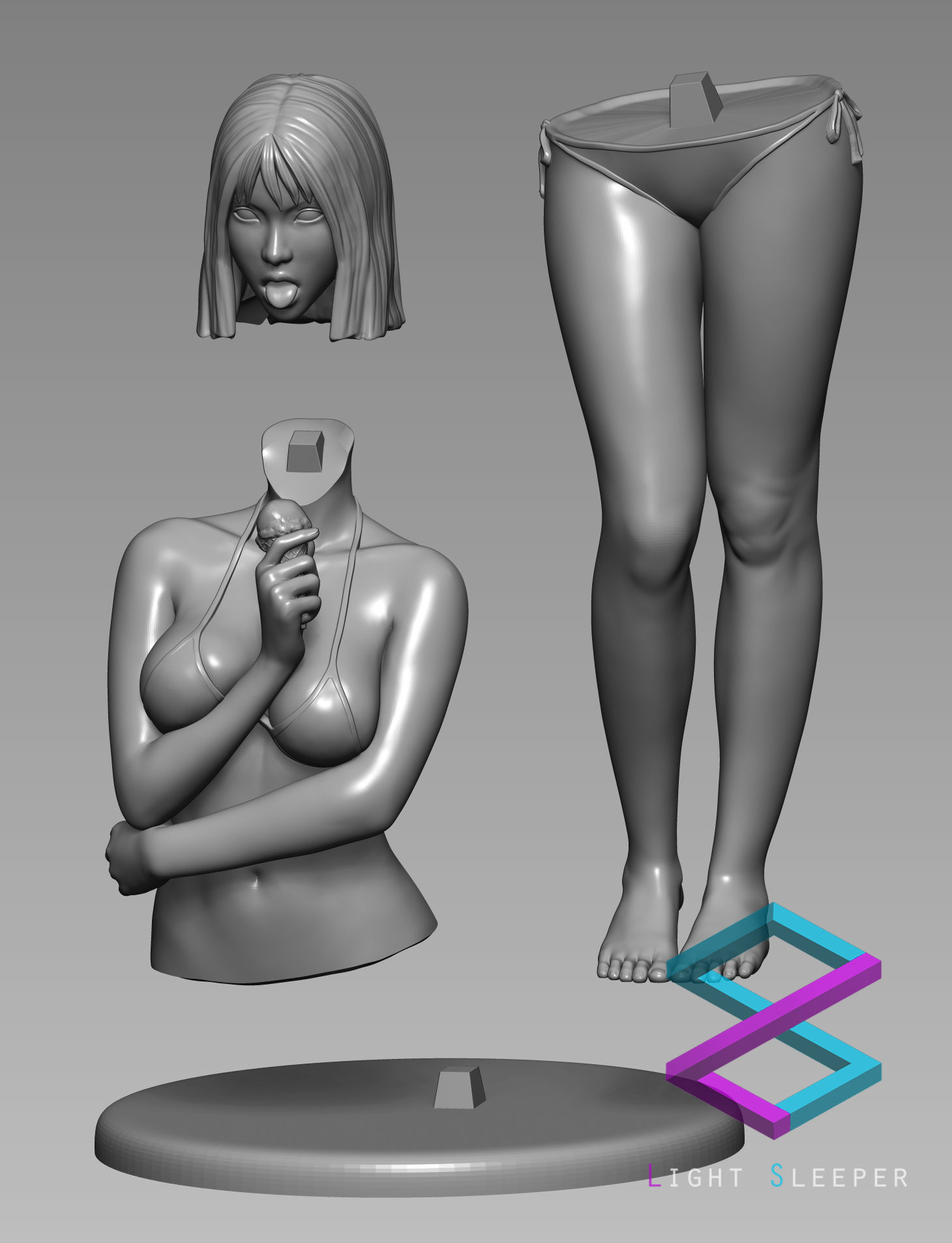 Ice Cream Girl 3D print model_8