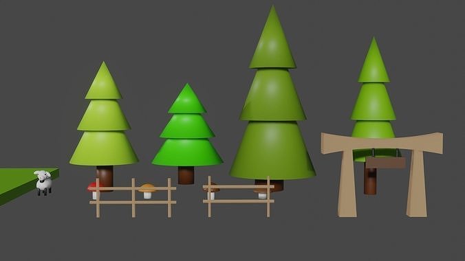 Forest with trees Free low-poly 3D model