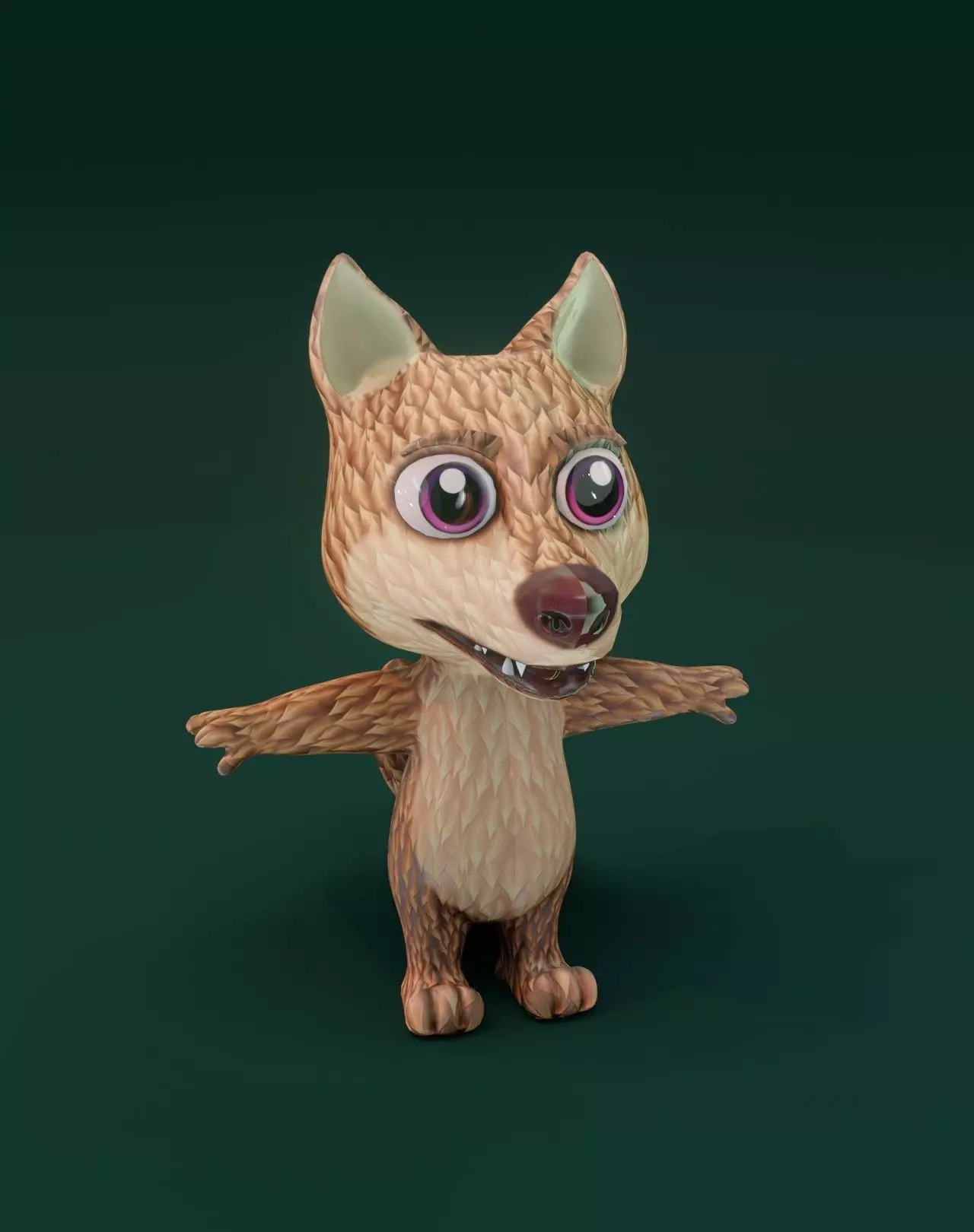 Cartoon Red Wolf 3D Model Low-poly 3D model