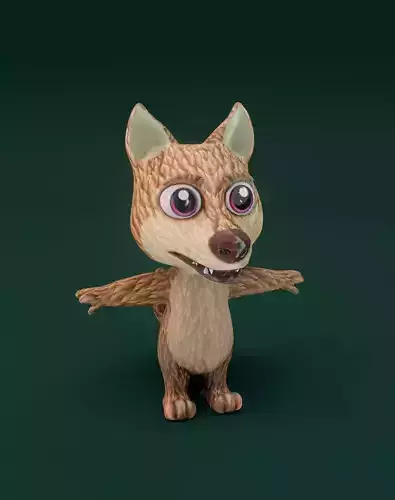 Cartoon Red Wolf 3D Model Low-poly 3D model