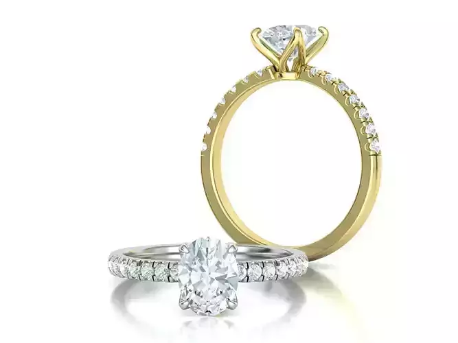 Engagement Solitaire Ring with 8x6mm Oval Stone Claw Setting  3D print model