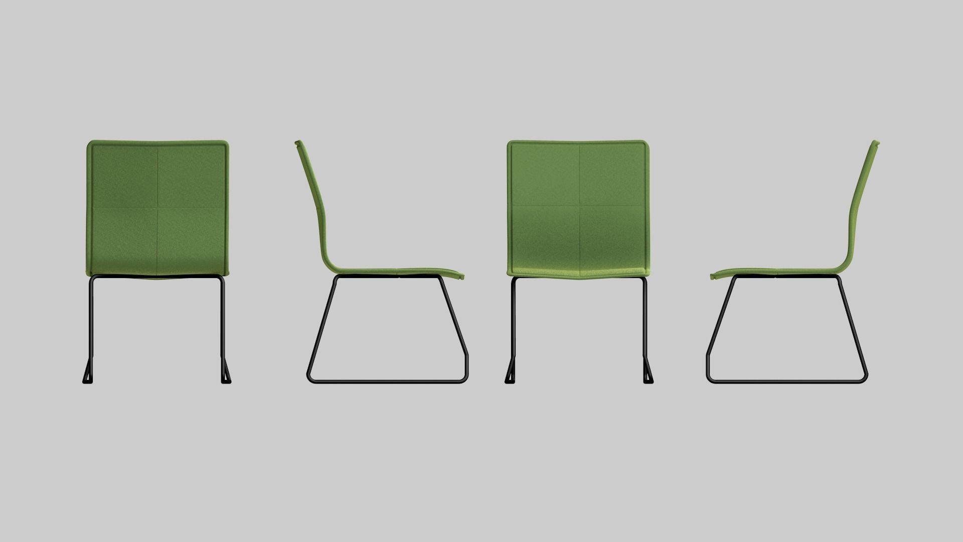 Chair four colorful chairs in row 3D model_11