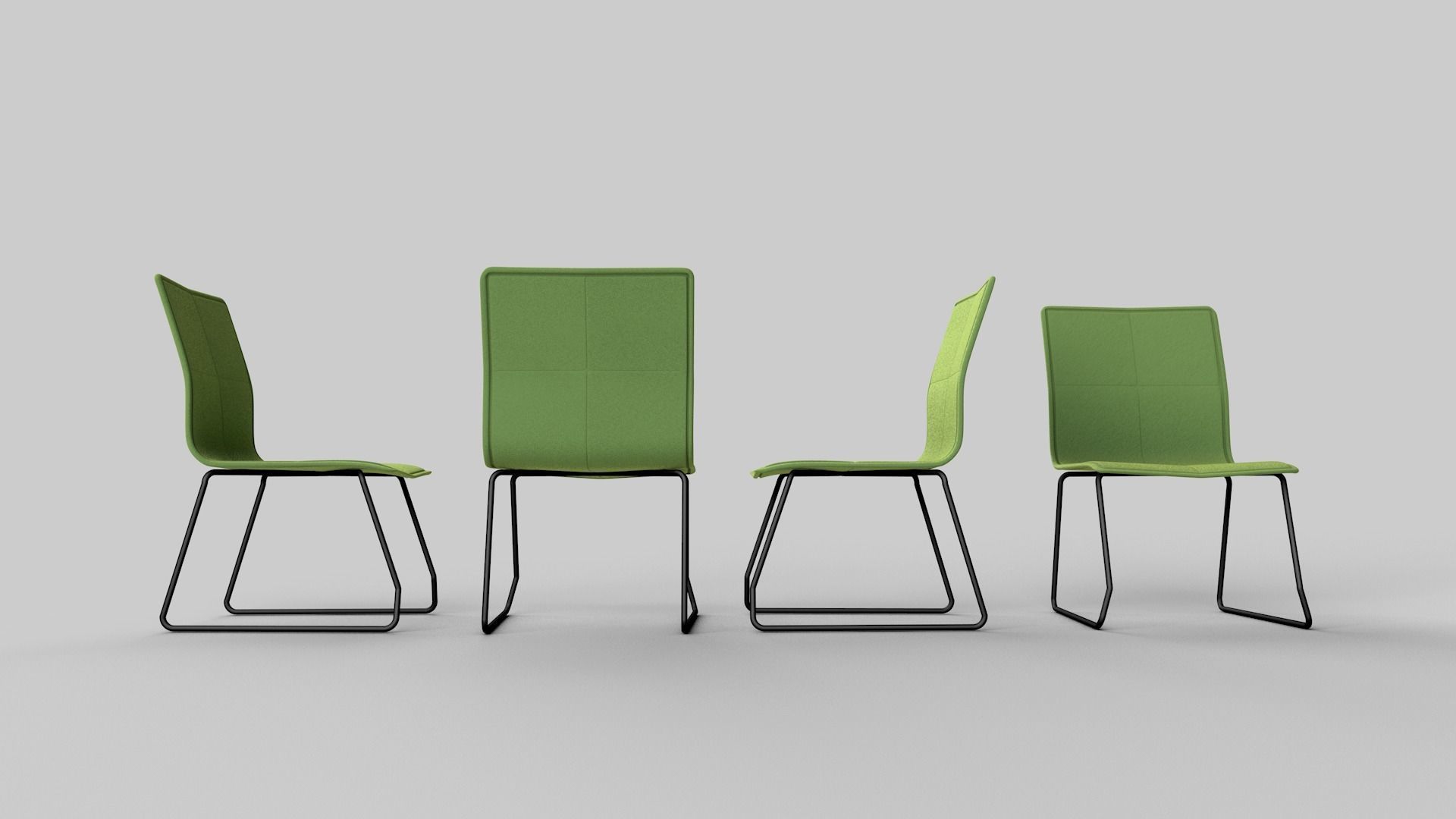 Chair four colorful chairs in row 3D model_14