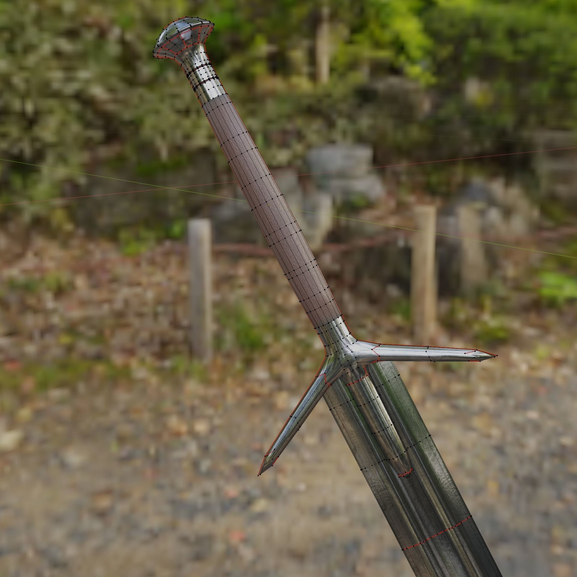 Iron sword low poly 3D model PBR game ready Low-poly 3D model_2