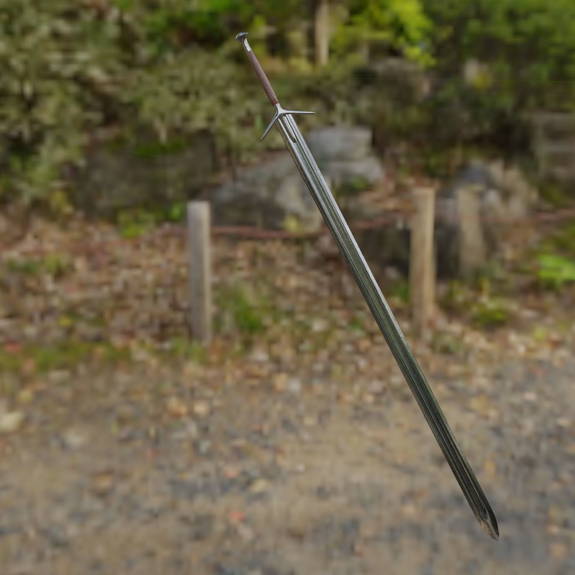 Iron sword low poly 3D model PBR game ready Low-poly 3D model_1