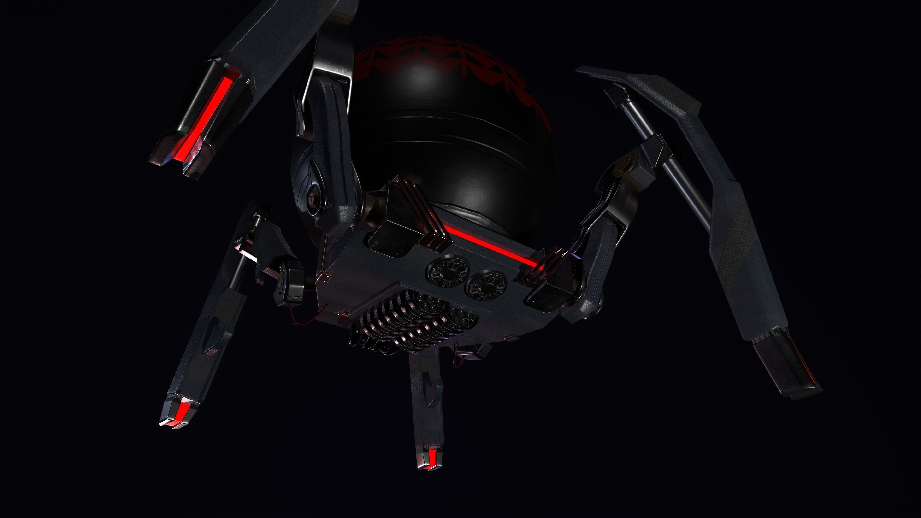 Gameready PBR Sci-Fi Spider-Robot Low-poly 3D model_3