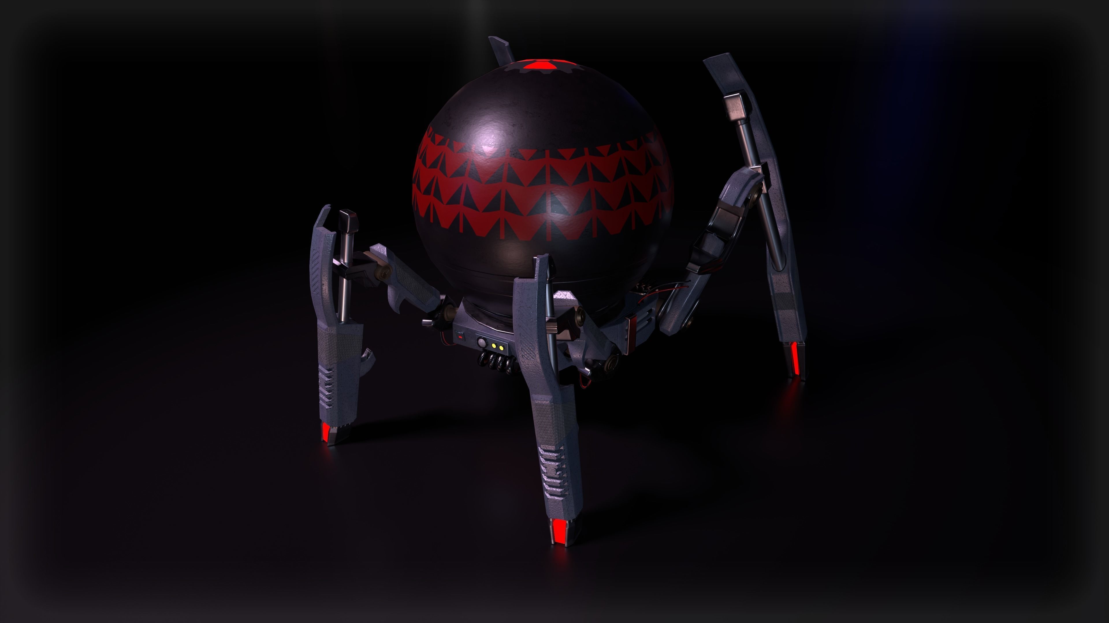 Gameready PBR Sci-Fi Spider-Robot Low-poly 3D model_5
