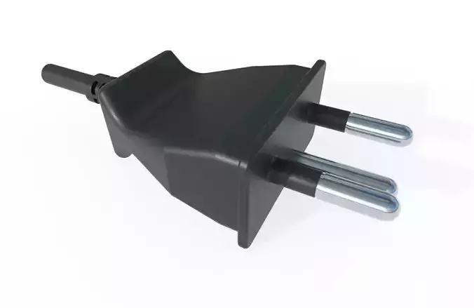 Electrical Plug Type J Black Low-poly 3D model