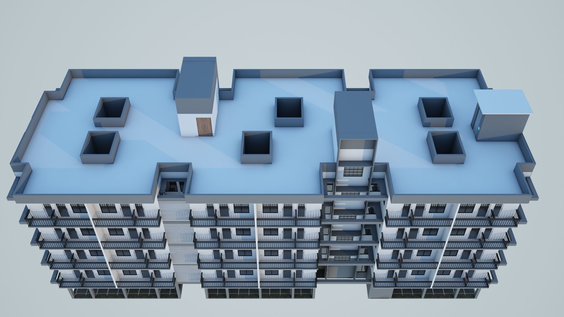 Modern Building Low-poly 3D model_5