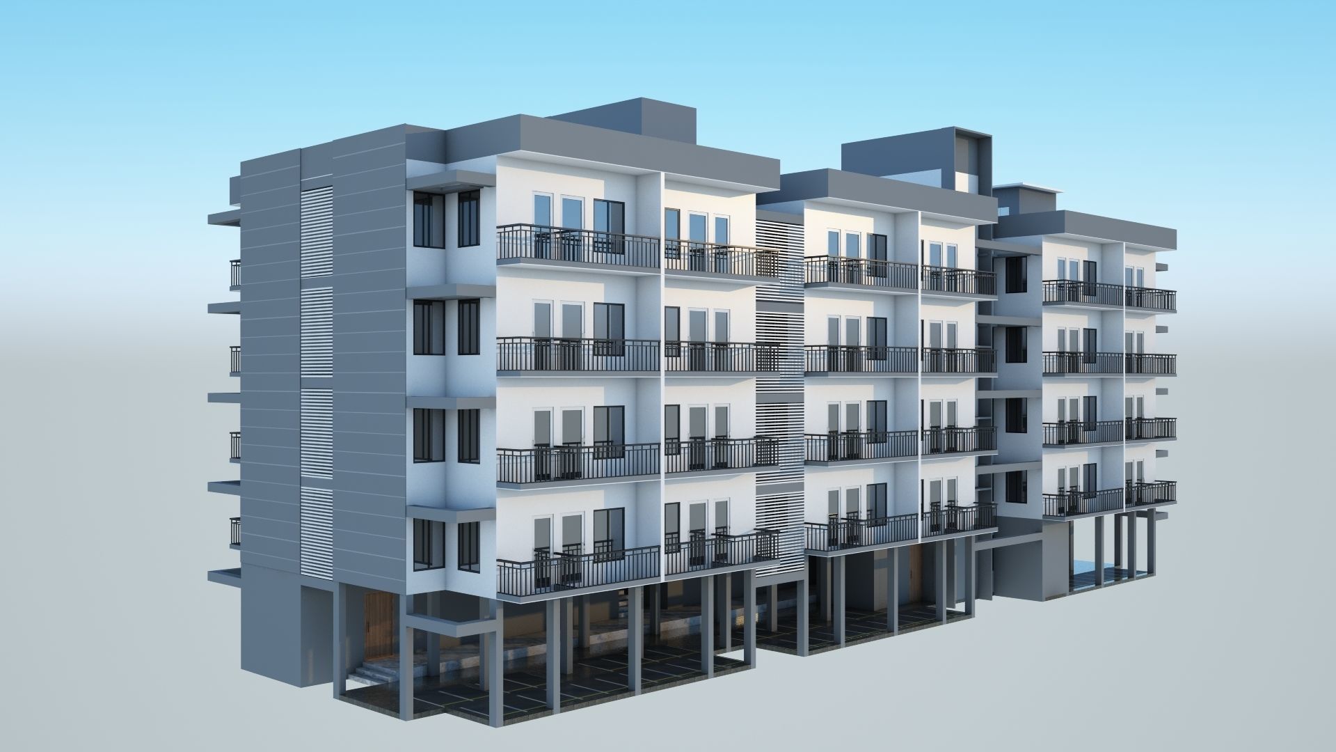 Modern Building Low-poly 3D model_1