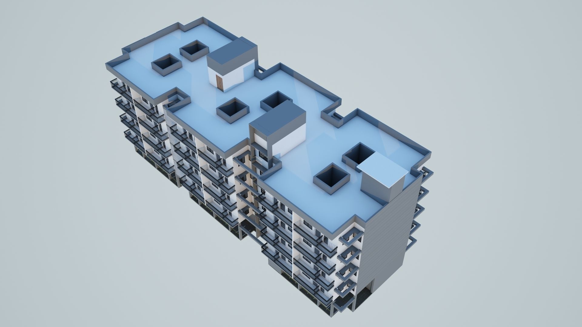 Modern Building Low-poly 3D model_4