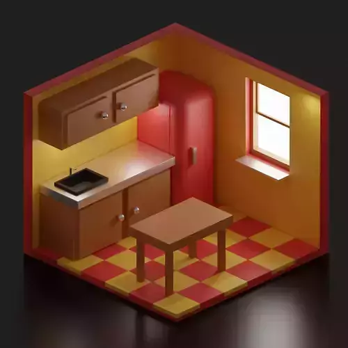 Kitchen with checkered floor